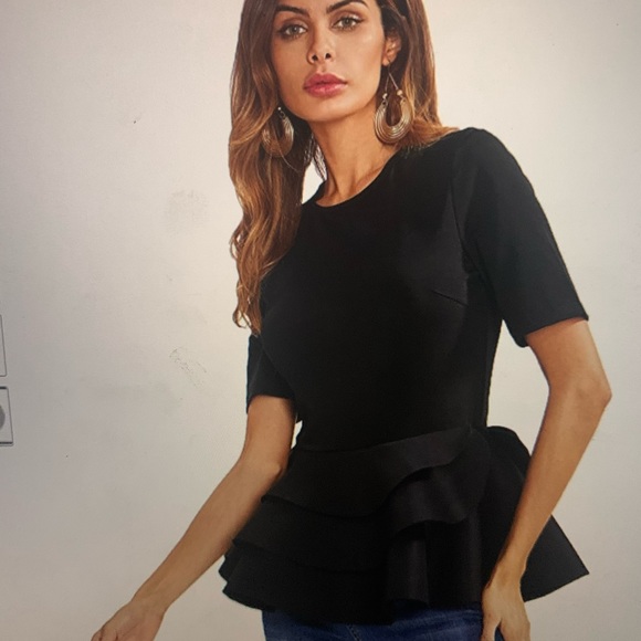 Black Top with ruffle - Picture 1 of 2